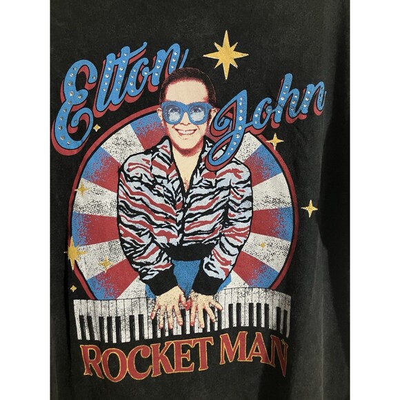 Elton John Rocket Man Women's T-Shirt M Medium Official Merch Bling Rhinestones - Picture 2 of 6